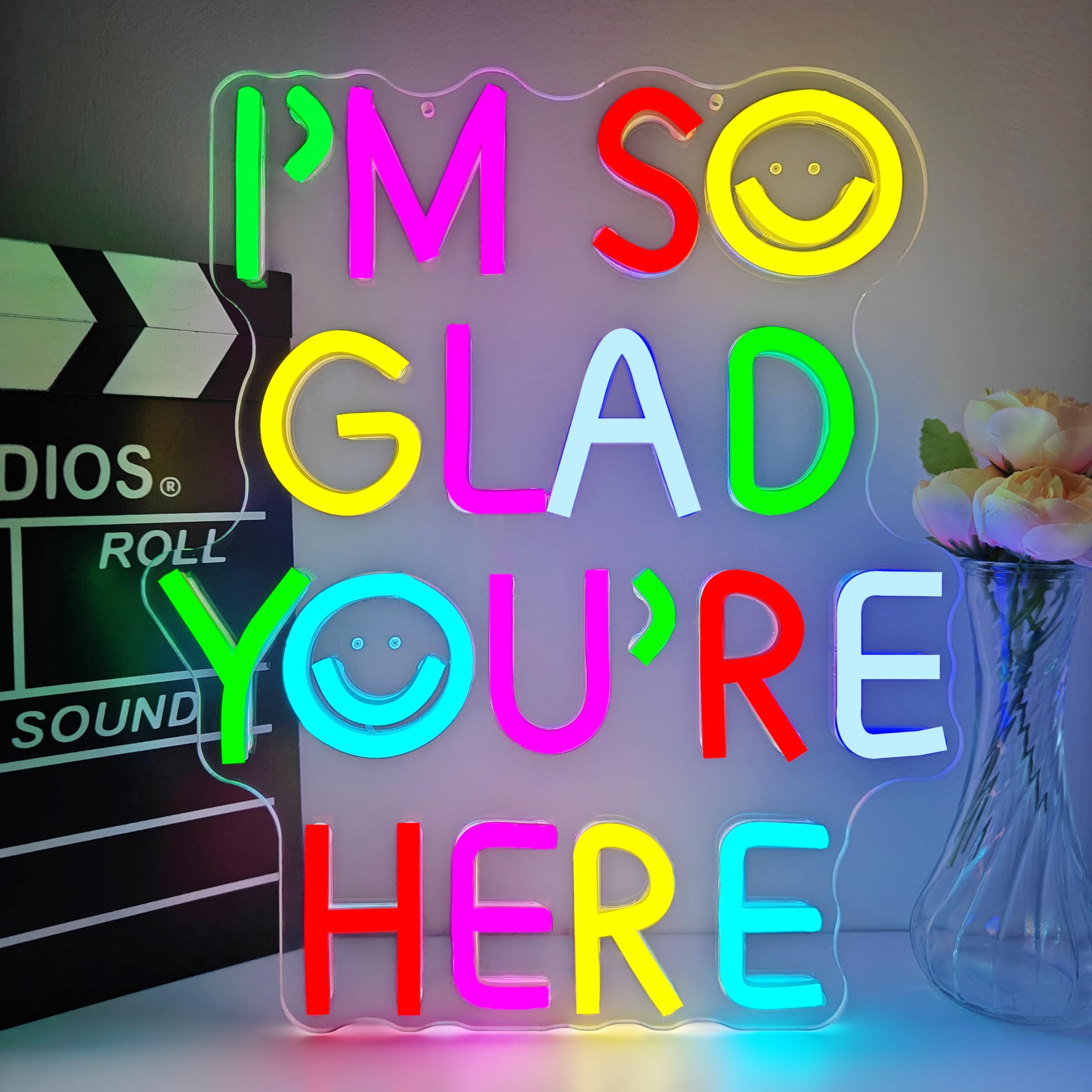 I’m So Glad You’re Here Neon Sign for Teacher Back to School Season Decor Wedding Party Store Home Gifts