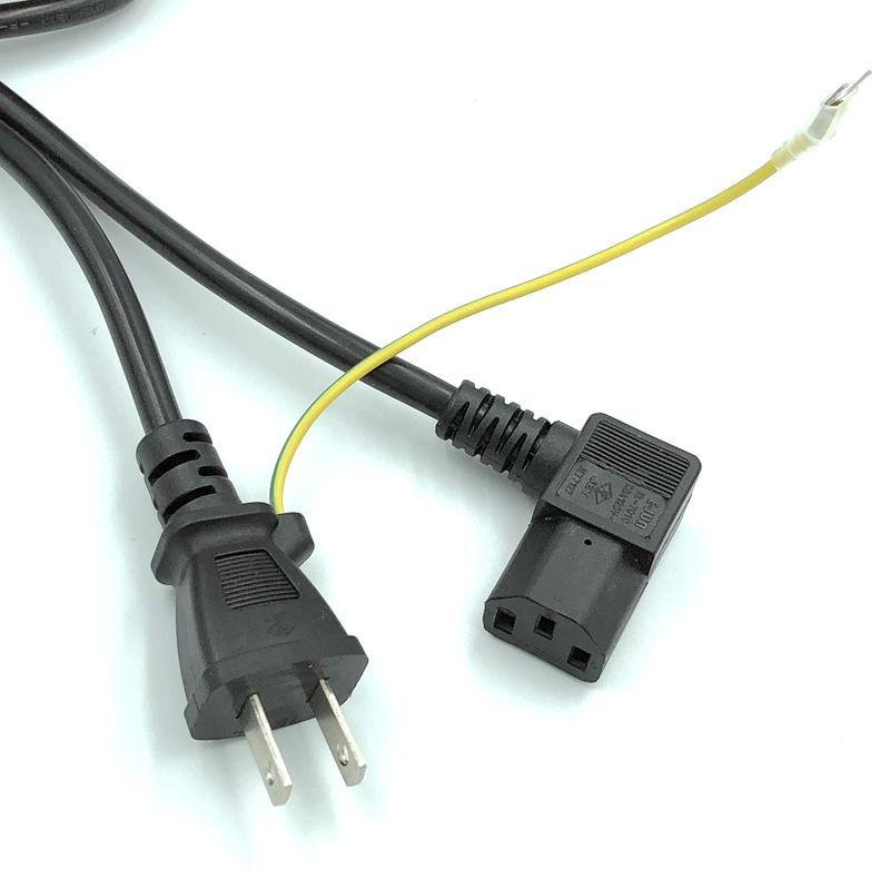 L-Shaped Japanese Treadmill Power Cord with Three-Pin Plug - 7.5A, 12A, 15A