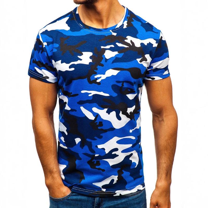Summer Men's Short Sleeved T-shirt with Digital Printing Camouflage Round Neck Casual Short Sleeved 3D T-shirt
