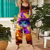 Women's Casual Halloween Printed Jumpsuit Sleeveless Printed Cotton Jumpsuit