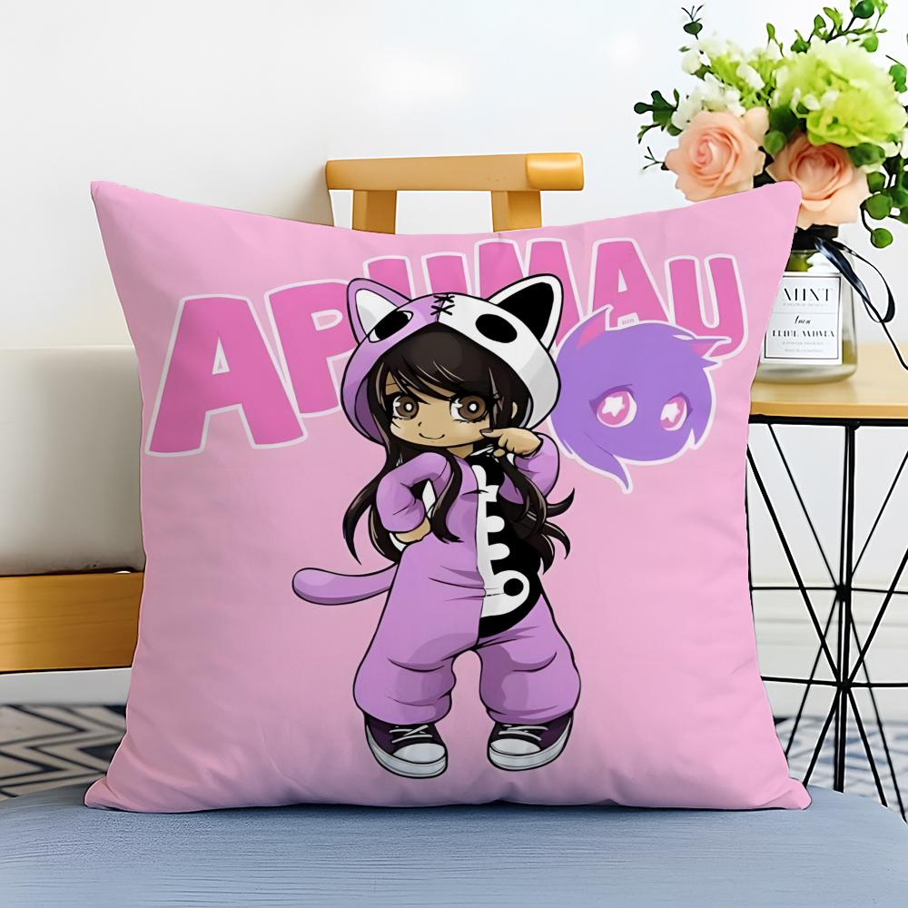 Cartoon Aphmau Decorative Cushion Cover Washable Linen Comfort Soft for Sofa Bed Cozy Home Room Decor