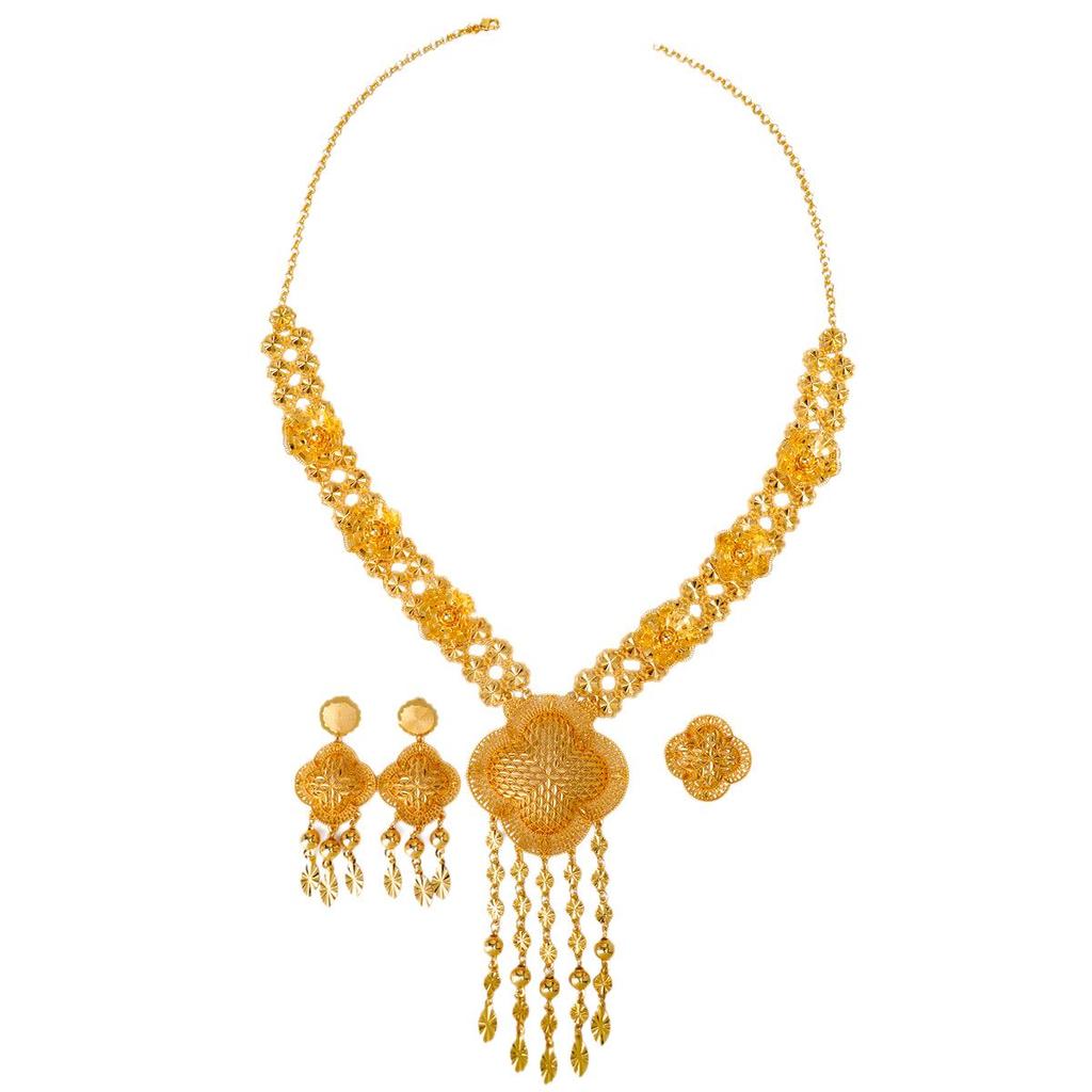 Luxury Vintage Floral Tassel Necklace, Earrings & Ring Set from Dubai