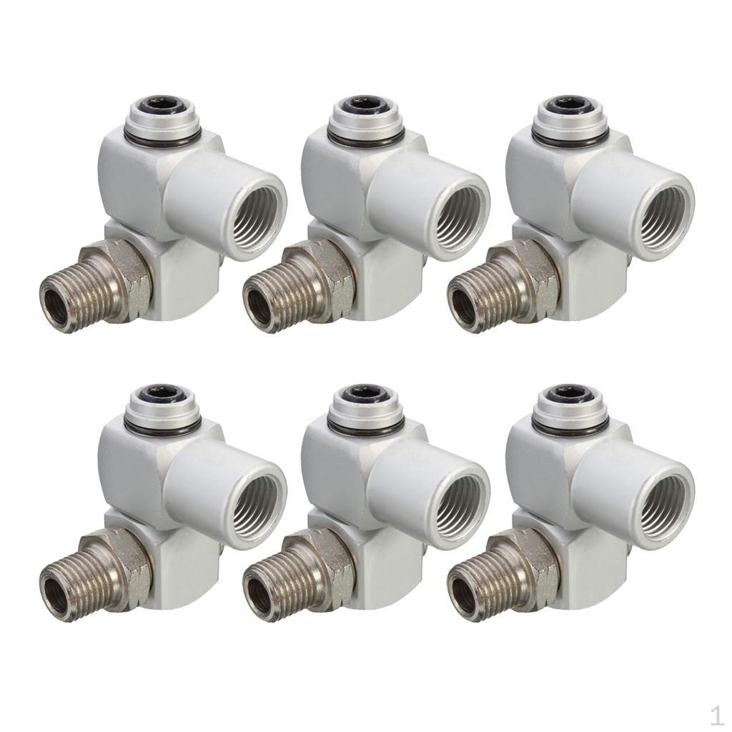 6 Pieces 360° Rotate Air Adapter Pneumatic Swivel Joint Coupling Connectors