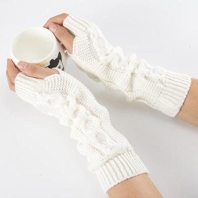 Knitted Long Fingerless Mittens Glove Arm Warmer Stretchy Mitten Unisex Crochet Half Finger Long Gloves Hot Selling