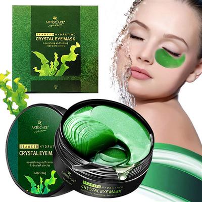 Collagen Gel Hydrating Eye Mask for Dark Circles Puffiness, Natural Seaweed Hydrating Undereye Gel Pads Anti Aging Eye Masks Cooling Eye Pads