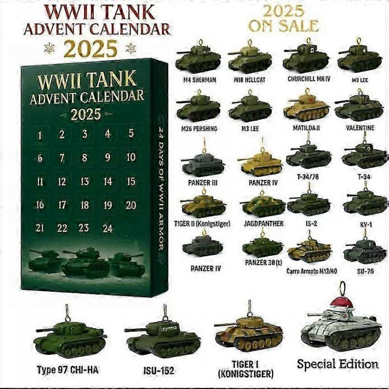 WWII TANK Advent Calendar Blind Box Christmas Tree Decoration-DG