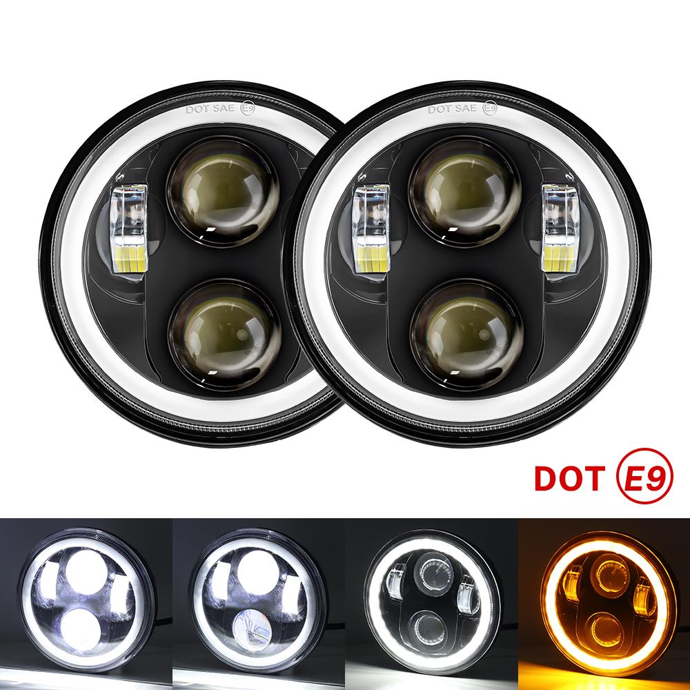 2PCS 5.75 inch LED Headlight Projector for Triumph Rocket iii 3 & Speed Triple & Street Triple 5 3/4" Headlamp For Iron 883 Dyna