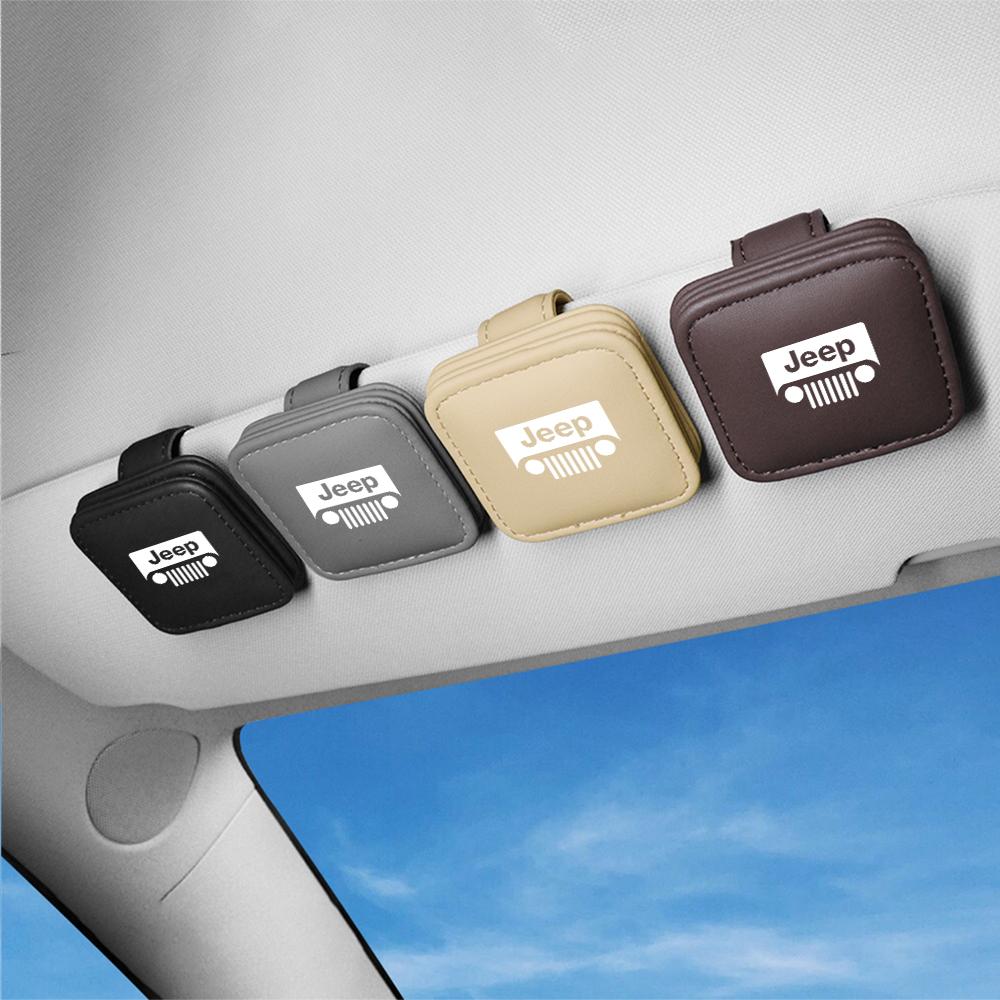 Car Sunglasses Holder Auto Sun Visor Glasses Storage Clips For Jeep JPB Renegade Wrangler Compass Grand Cherokee Patriot Liberty AMP1