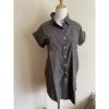 Women's Slim Fit Denim Shirt Dress - Short Sleeve Button-Down Midi Dress with Pockets, Casual Stretchy Jean Dress for Summer, Spring