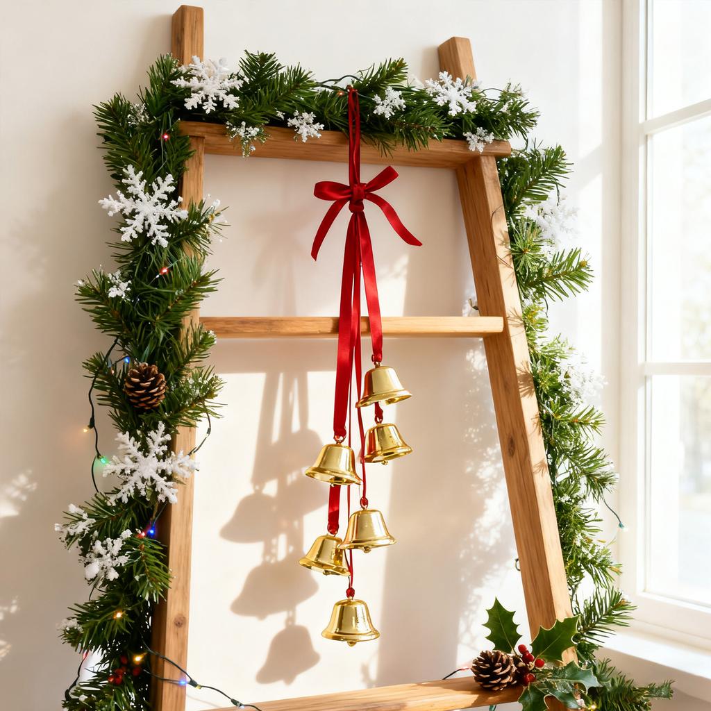 Velvet Ribbon Reverences With Bell, Christmas Decorative Pendant, Seasonal Christmas , Holiday Hanging Accessories, Winter Party Supplies