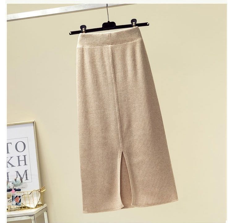 Dámská pletená sukně Podzim Zima Rozparek Vysoký pas A-linie Pletená sukně