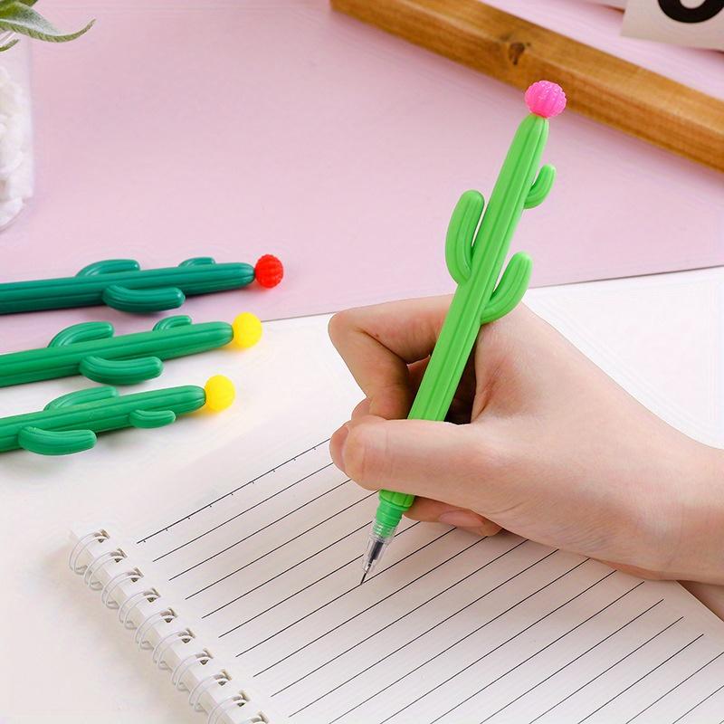 10pcs 0.5mm Soft Glue-shaped Ball Cactus Neutral Pen Plant Shape Creative Sign Pen Stationery Office Supplies