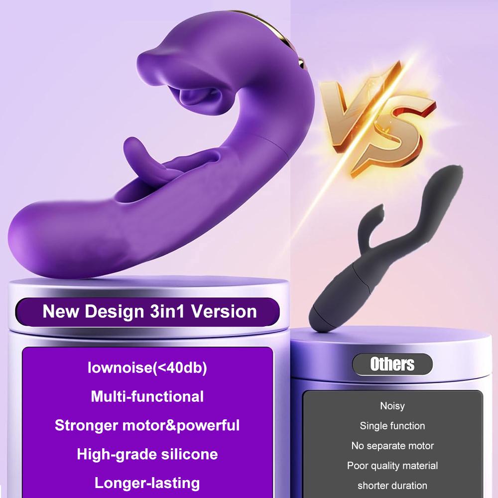 Vibrators Sex Toys for Women, Tongue Dildo Vibrator with 7 Licking & Flapping Modes,Rose Sex Toy G Spot Vibrator Clit Stimulator