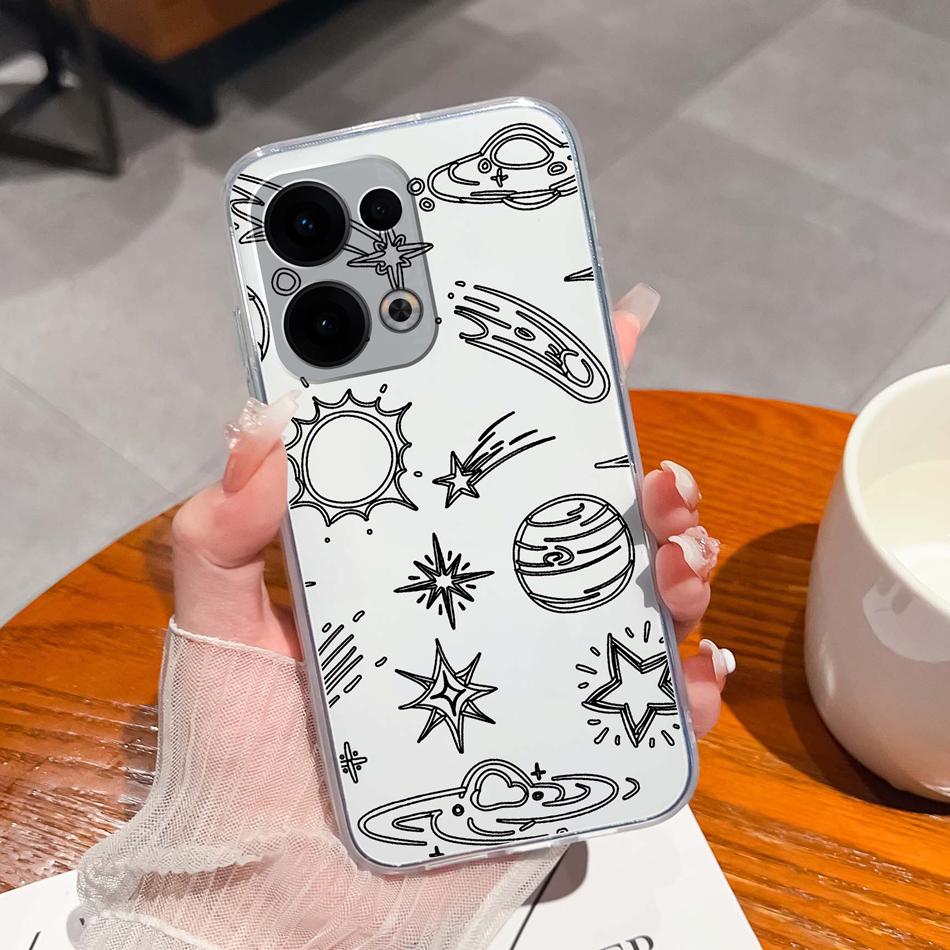 For Oppo Reno 13 Pro Phone Cases Leisure Flower Transparent Back Cover For Oppo Reno13 Pro 13Pro 5G Soft Slim Anti Drop Housing