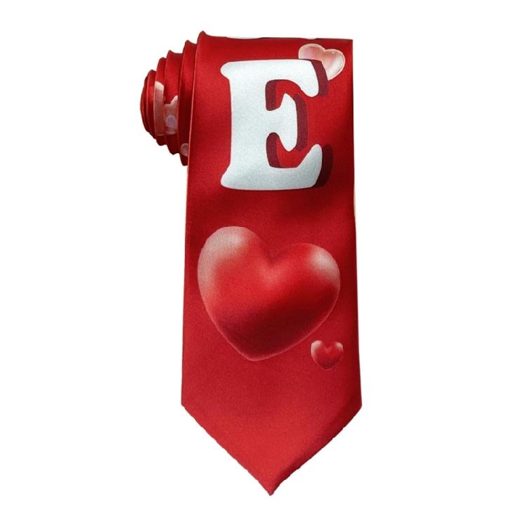Moderne Herrenkrawatte mit romantischem Herzfiguren-Design, verstellbare Krawatte, modische Liebesdruck-Halsbekleidung für Dating-Event