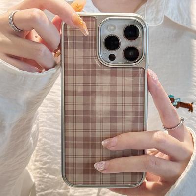 Custodia a Scacchi Marrone Vintage per iPhone 17 iPhone 17 Pro Max