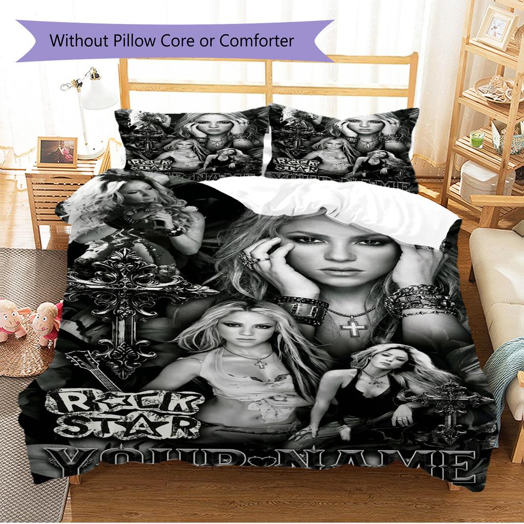 Name Custom Shakira Pattern Bedding Set Quilt Cover Pillowcase Home Decor Gift (1 * duvet cover + 2 * pillowcase, without core)