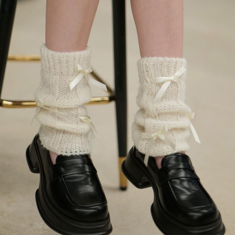 Women Fashion Leg Warmers Bow Knit Long Leg Socks Warm Students Girls 90s Boot Socks Party Casual Y2K Streetwear Gift