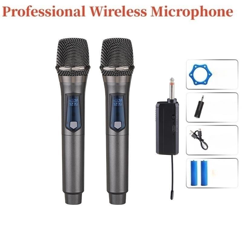 Wireless Microphone Dual Handheld Dynamic Microphone Professional Karaoke Mic for Stage Church Party School Live Speaker Meeting Show
