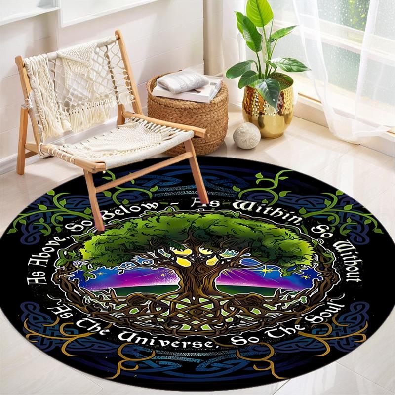 1Pc Tree of Life Circular Print Rug - home decoration Carpet For Living Room Bedroom Flooring Computer Chair Area Rug