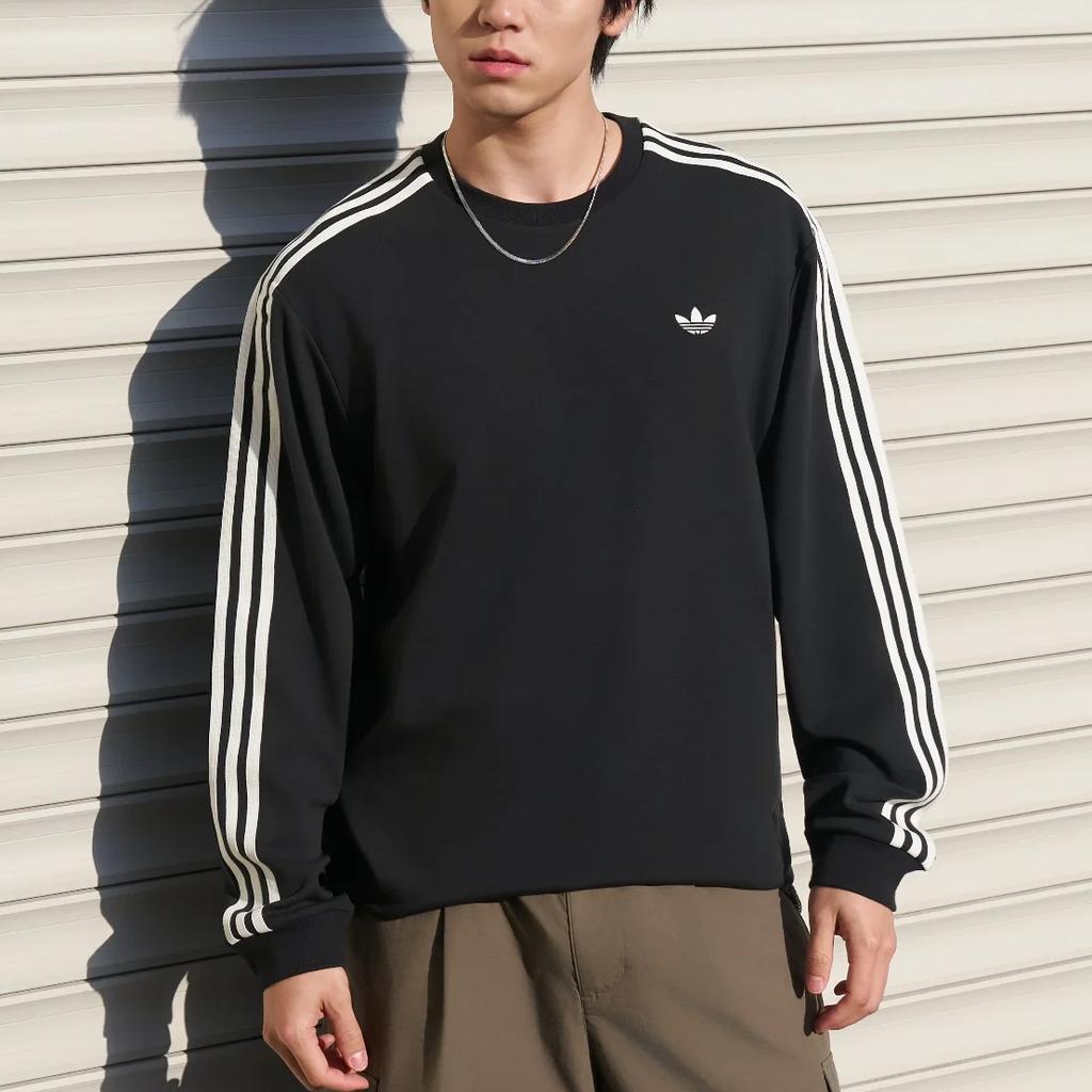 Adidas Originals Cali Loose Three Stripes Crew Neck Long Sleeve T-Shirt Men Tops LC8314