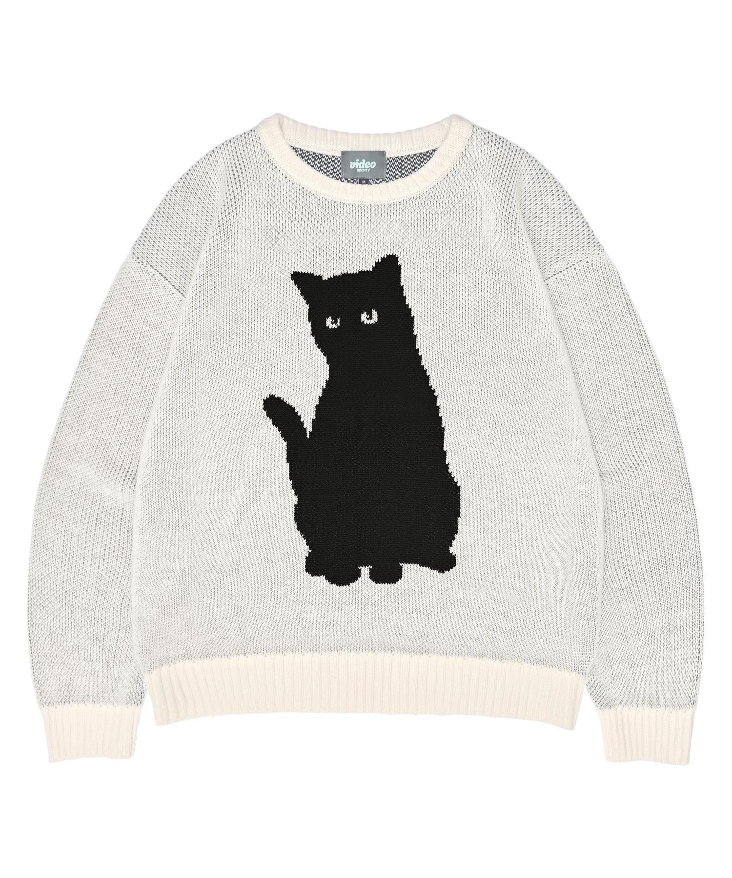 Video Jaki Black Cat Knit Sweater [Ivory] Ivory/C