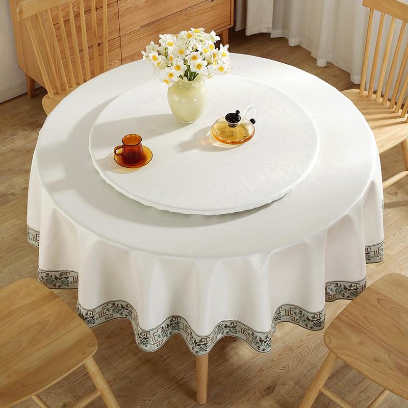 Waterproof Oil-Resistant Heat-Proof PU Round Tablecloth Dining Table Hotel Restaurant Easy Clean Vinyl Cover