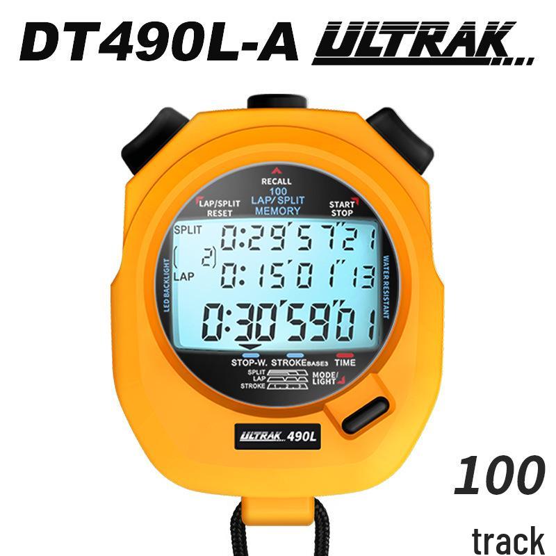 DT490L 100-Lap Transparent Stopwatch with 3-Row Timer for Track & Field Training