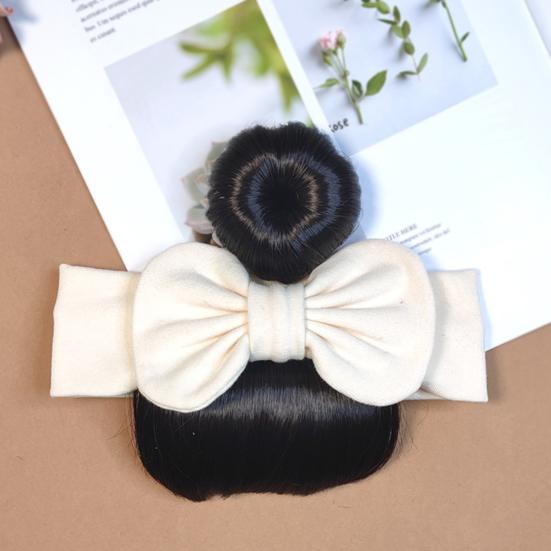 Baby Wig Hair Band Bowknot Decor Easy to Wear Elastic Hair
