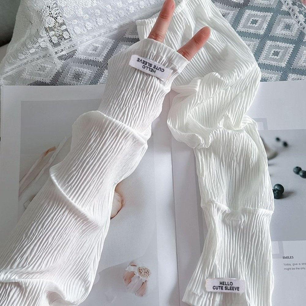 Lightweight Fabric Lace Sun Protection Sleeves Polka Dot Fake Sleeves  Daily Driving Protection белый