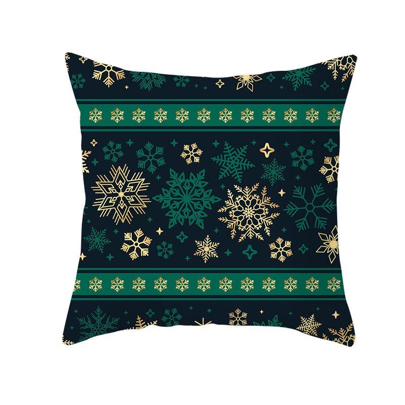 

Merry Christmas Snowflake Geometric Throw Pillow Cover, Festive Green Printed Cushion Case 16x16Inch