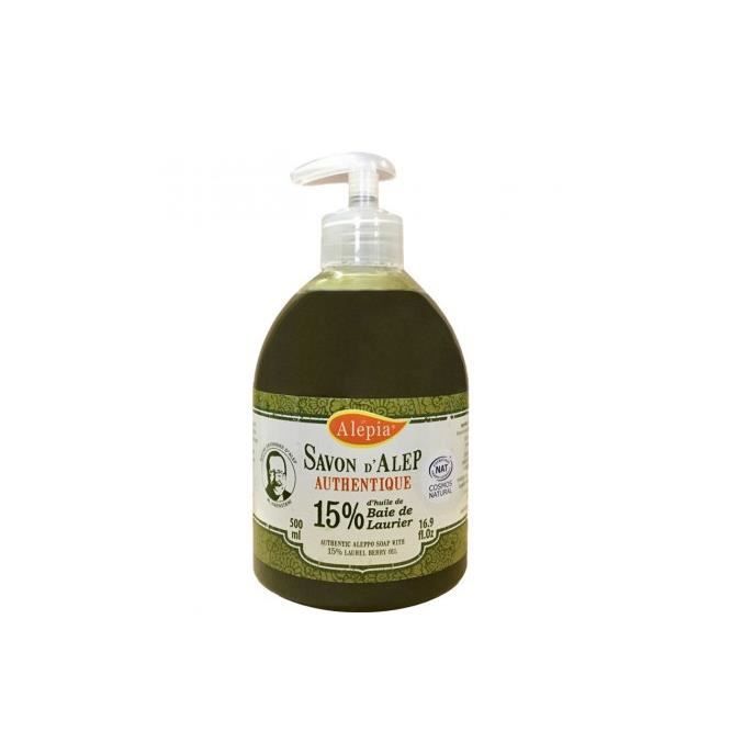 Alepia Savon d'Alep Liquide Authentique Tradition 15% Baie de laurier 500 ml