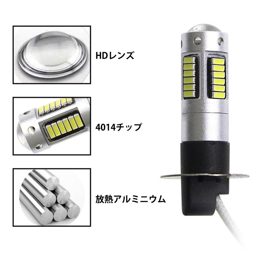 LED Nebelscheinwerferlampe H3 Warmweiß 6-40V Superhell 2835 10SMD Chip für Autonebelscheinwerfer (2er-Pack)