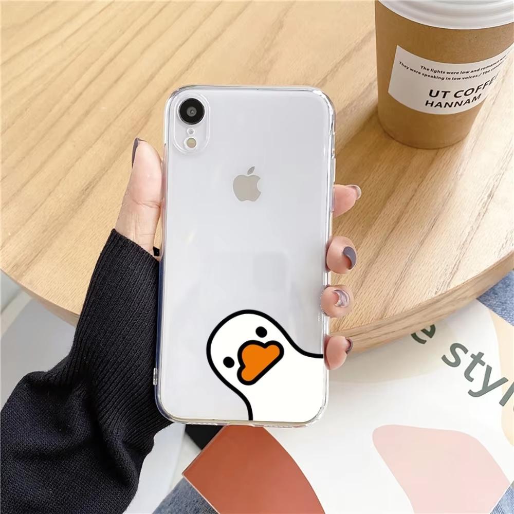 Funny Duck Phone Case For iPhone 16 15 14 13 12 11 Pro Max XS X XR 7 8 SE Clear Cover Funda