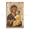 Vierge Marie et Enfant Jésus L'Iveron Theotokos Plaque Métallique Affiche Plaques Conception Grotte Designs Muraux Grotte Plaque Étain Affiche