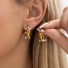 Simple Simulated Pearl Hoop Earrings For Women Round Circle Pearl Stainless Steel Earring Party Wedding Temperament Jewelry