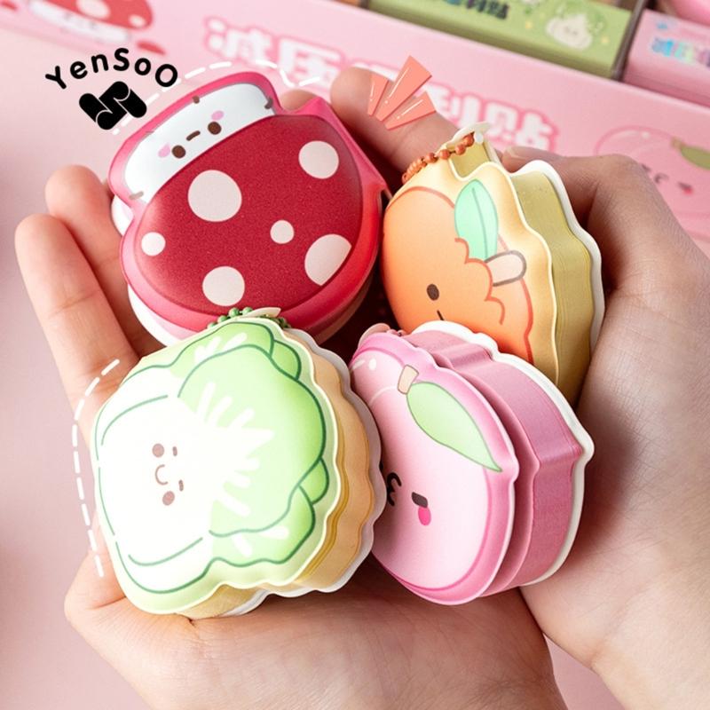 4PCS Cartoon Sticky Notes Features Soft Touches Portable Chain Attaches Note Pad for Convenient School Office Use