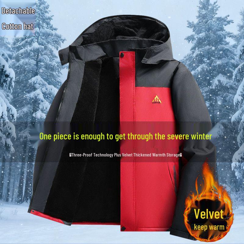 Men's Fleece-Lined Winter Work Jacket - Windproof, Waterproof, Cold Protection Coat