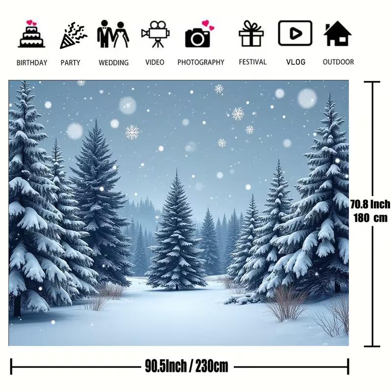 Fundo 2D de Pinheiro Nevado de Inverno, Fundo de Foto de Floresta de Natal