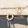 Exclusive For French Retro 18K Gold Titanium Steel Earrings, Personalized Light Luxury U-Shaped Pearl Earrings, High Sense