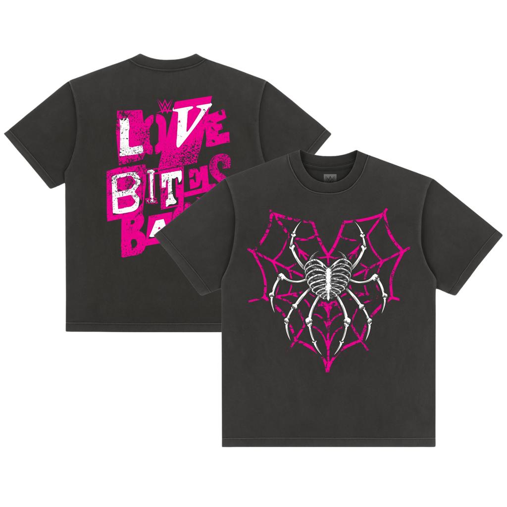T-shirt da uomo nera AJ Lee Love Bites Back Boxy Tinto in capo