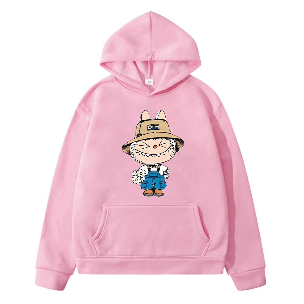 labubu print  Kawaii hoodies Fleece sweatshirt  Cartoon pullover y2k sudadera Autumn boys anime hoodie jacket kids clothes girls