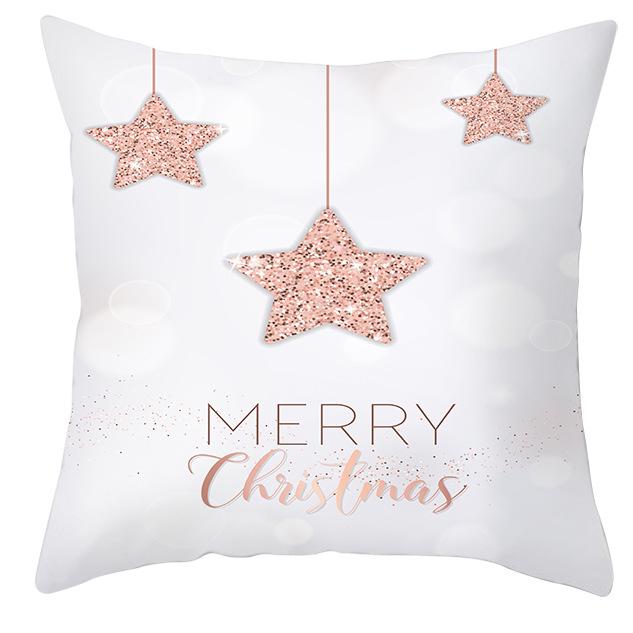 New Pink and Gold Christmas Peach Leather Velvet Pillowcase Festive Home Decoration Pillow Cushion Cover