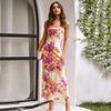 Abito da Festa Sexy Senza Spalline e Schiena Nuda in Raso con Stampa Estiva da Donna Elegante Senza Maniche Aderente Abiti Casual Donna Moda Vita Alta Abito Floreale 24775