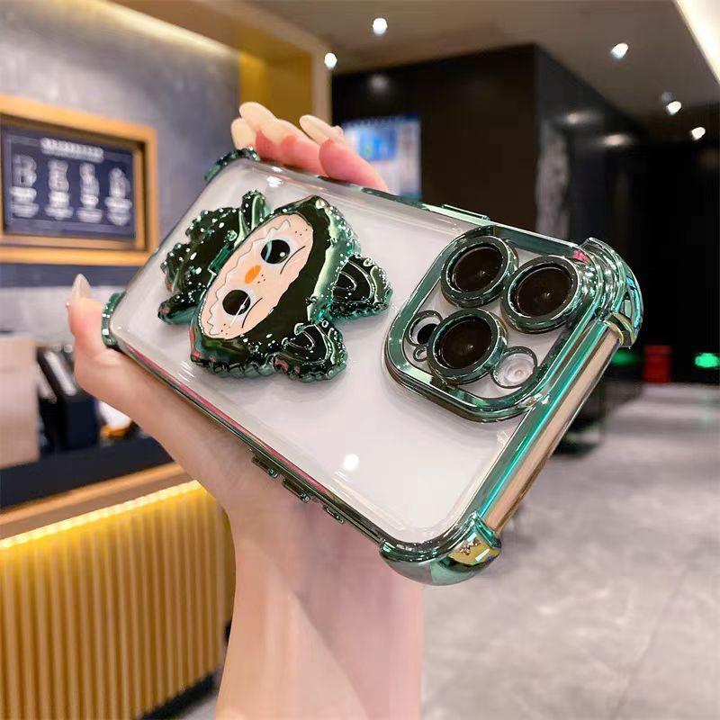 

Подходит для Apple 16 Чехол для мобильного телефона на Новый год Вращающееся лавовое косметическое зеркало-подставка для iPhone 15 Полная защита четырех углов от падений iPhone 11 зелёный