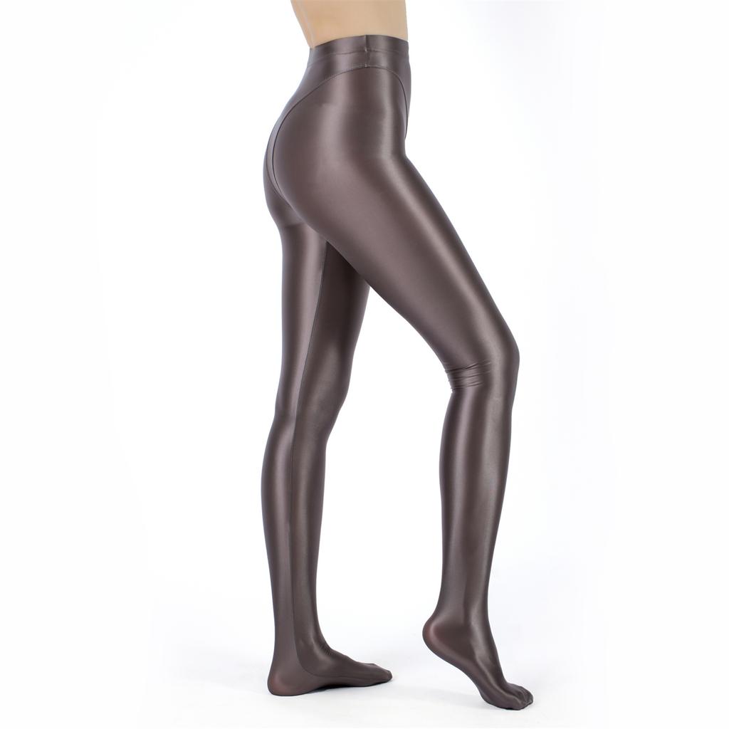 Damen Metallic Glänzende Leggings Fake 2-Teiler Hohe Taille Dehnbar Strumpfhose für Yoga Fitness Sporthose
