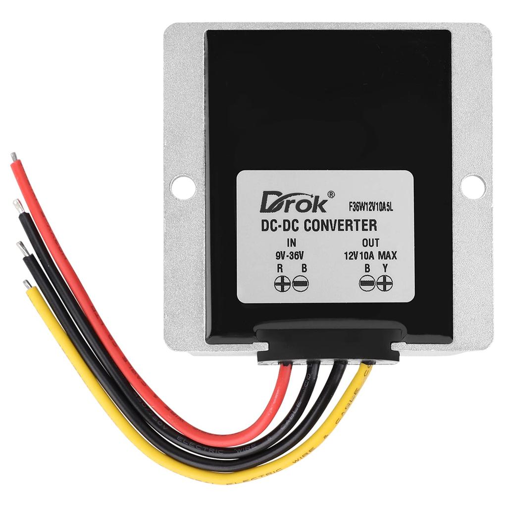 DROK Stabilizátor na 12V Měnič 10A Vodotěsný Automatický Snižující Regulátor Napětí pro Auto Audio 12V Napěťový Transformátor Transformátor Audio Solární Energie