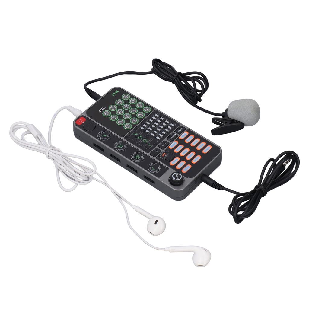 Voice Changer Live Sound Card Portable Voice Disguiser with Bluetooth DJ Controller for Live Streaming Singing Gaming