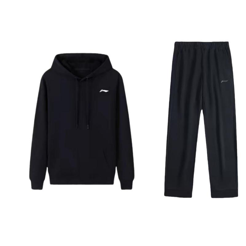 

Li-Ning Solid Color Hooded Drop Shoulder Loose Pullover Long Sleeve Top And Mid Waist Elastic Pants Casual Sports Suit Men suit AKLUA73-4+YWDT331-1 XXXL