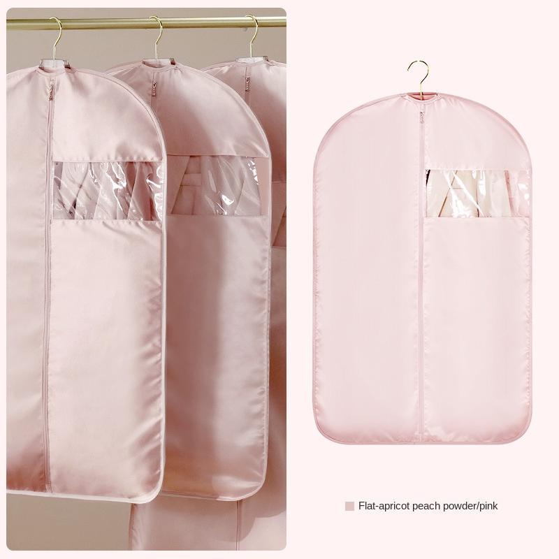

Clothes Dust Cover Hanging Clothes Bag Clothing Dust Cover Hanging Household Long Down Jacket Coat Storage Bag 58X90cm розовый